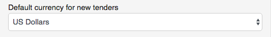 42. Default currency for new tenders