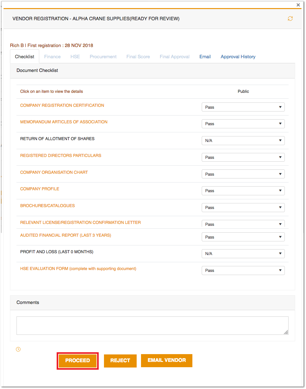 Document checklist