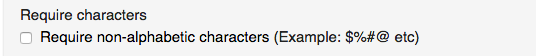 9. Password non-alpha characters