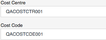 5. Cost centre and cost code information